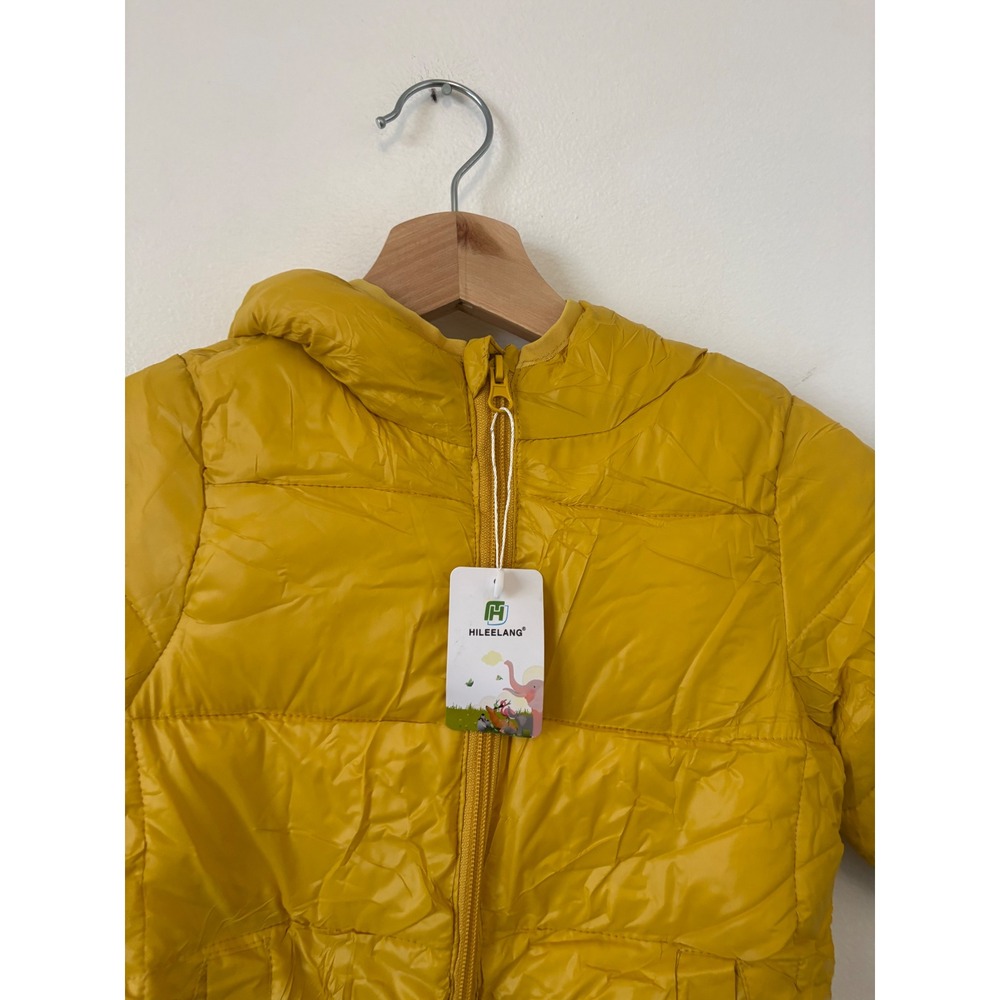 Hileelang Kids Yellow Dinosaur Puffer Coat – Size 100 (Approx. 3–4 Years) - Picture 3 of 7